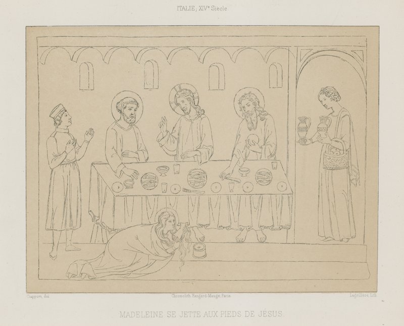 Madeleine se jette aux pieds de Jésus - French School