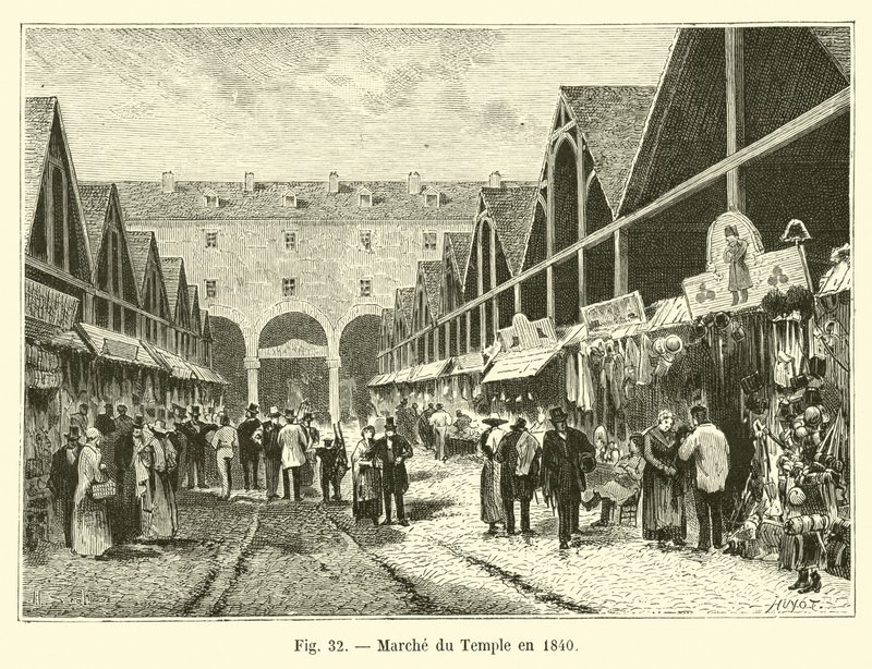 Marché du Temple en 1840 - French School