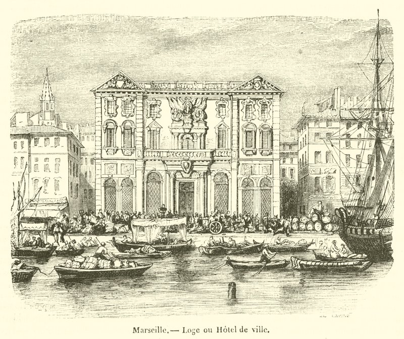 Marseille, Loge ou Hotel de ville (engraving) - French School