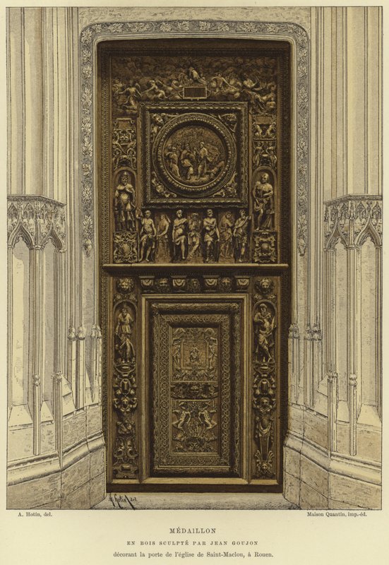 Médaillon en bois sculpté par Jean Goujon dans la porte de l