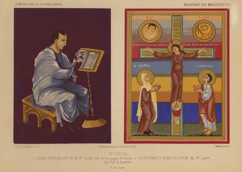 Miniatures de manuscrits enluminés du 9ème siècle - French School