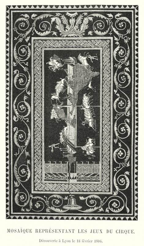 Mosaïque Représentant les Jeux du Cirque, Découverte à Lyon le 18 février 1806 - French School