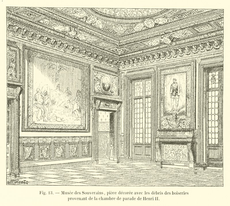 Musée des Souverains, pièce décorée avec les débris des boiseries provenant de la chambre de parade de Henri II - French School