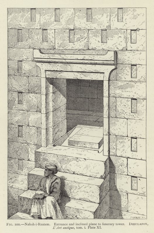 Naksh-i-Rustem, Entrée et plan incliné vers la tour funéraire - French School