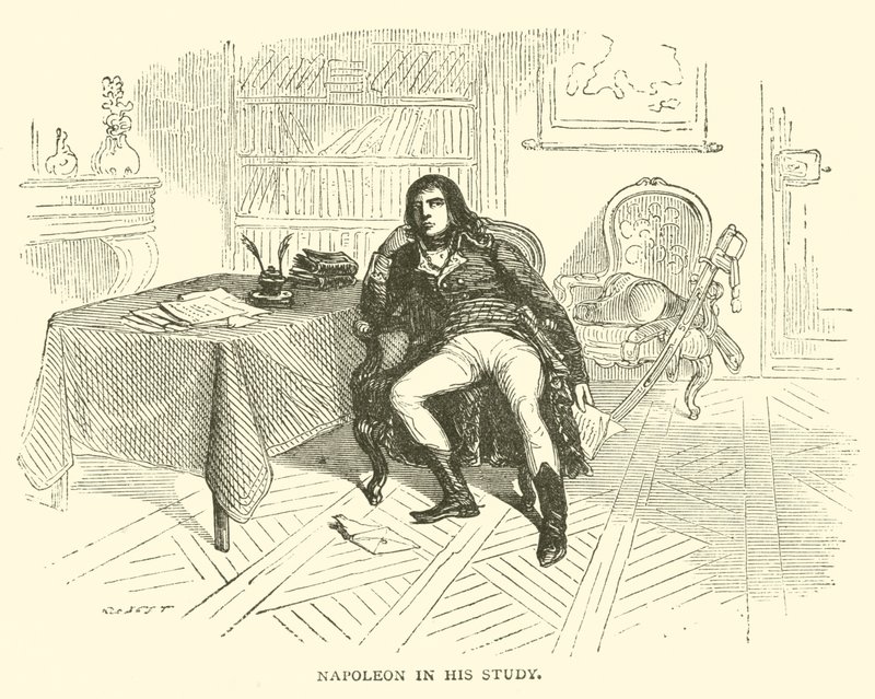 Napoléon dans son étude (gravure) - French School