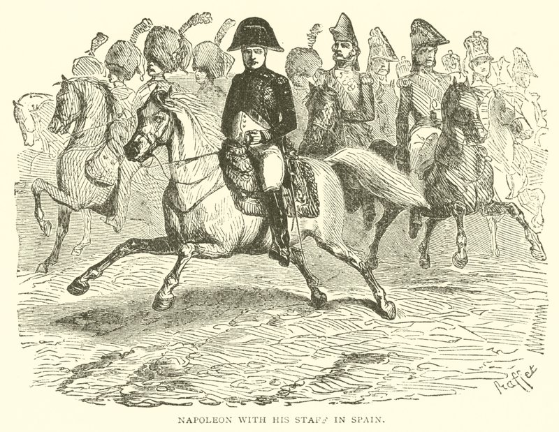 Napoléon avec son état-major en Espagne (gravure) - French School