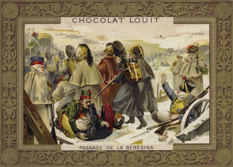 La Grande Armée de Napoléon traversant la rivière Bérézina lors de la retraite de Russie, 1812 - French School