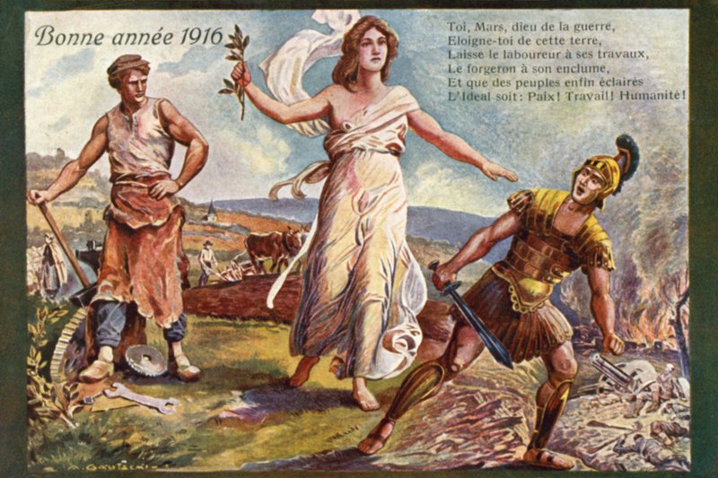 Carte de vœux du Nouvel An espérant la paix - French School