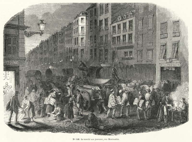 Marché aux journaux, Rue Montmartre, Paris - French School