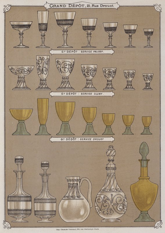 Page du catalogue du Grand Dépôt de Porcelaines, Faïences et Verreries - French School