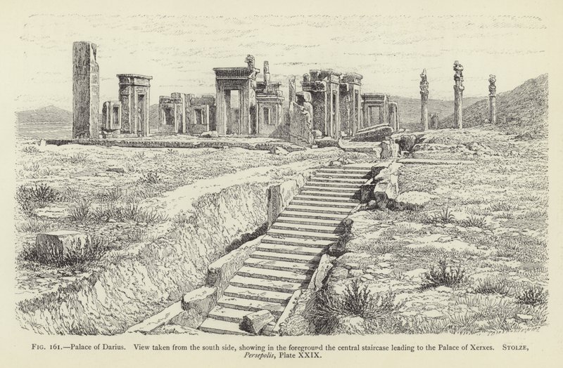 Palais de Darius, vue prise du côté sud, montrant au premier plan l