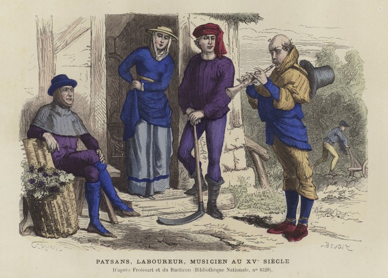 Paysans, ouvrier et musicien, 15ème siècle - French School