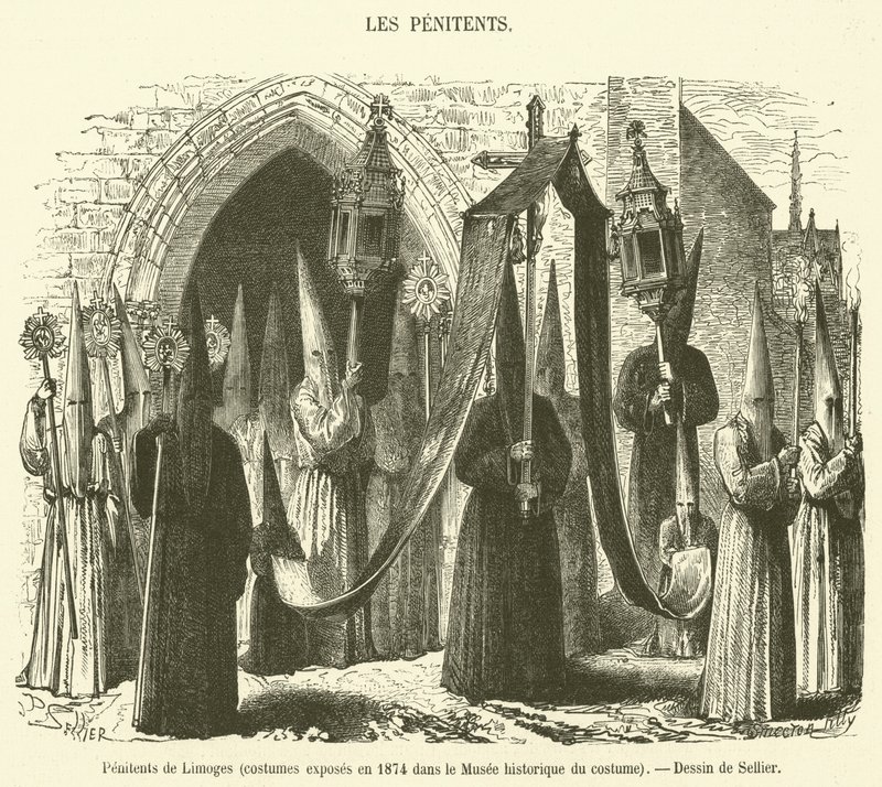 Pénitents de Limoges, costumes exposés en 1874 dans le Musée historique du costume - French School