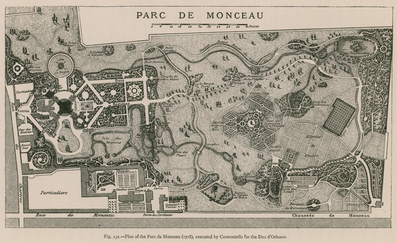 Plan du Parc de Monceau (1718), exécuté par Carmontelle pour le Duc d