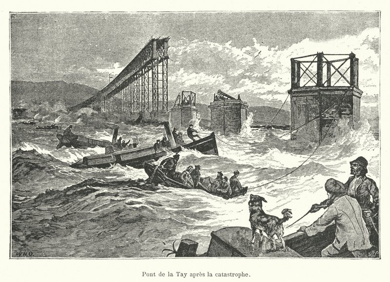 Pont de la Tay après la catastrophe - French School