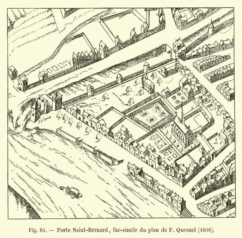 Porte Saint-Bernard, fac-similé du plan de F Quesnel, 1608 - French School