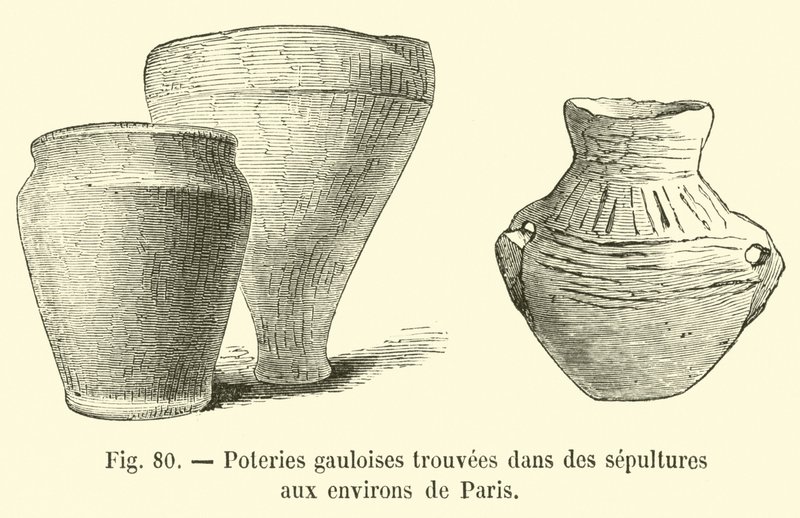 Poteries gauloises trouvées dans des sépultures aux environs de Paris - French School