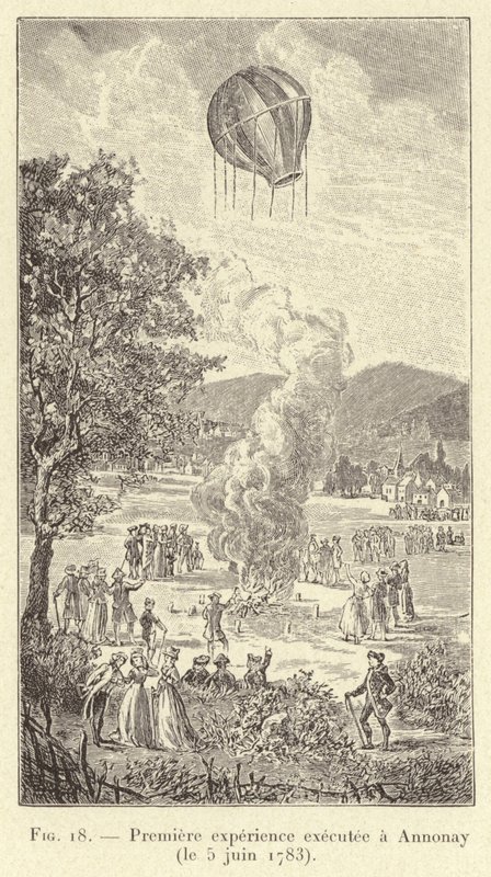 Première expérience exécutée à Annonay (le 5 juin 1783) (gravure) - French School
