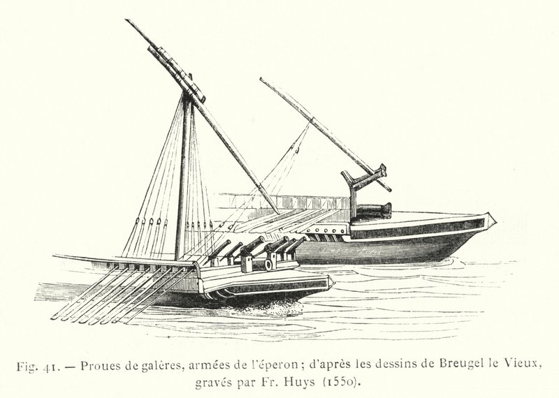 Proues de galères, armées de l