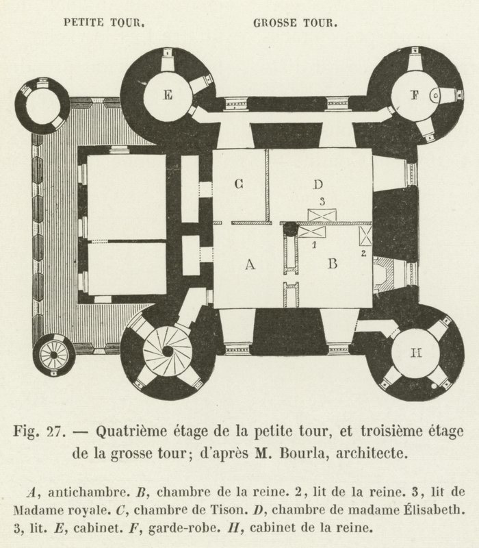 Quatrième étage de la petite tour, et troisième étage de la grosse tour; d
