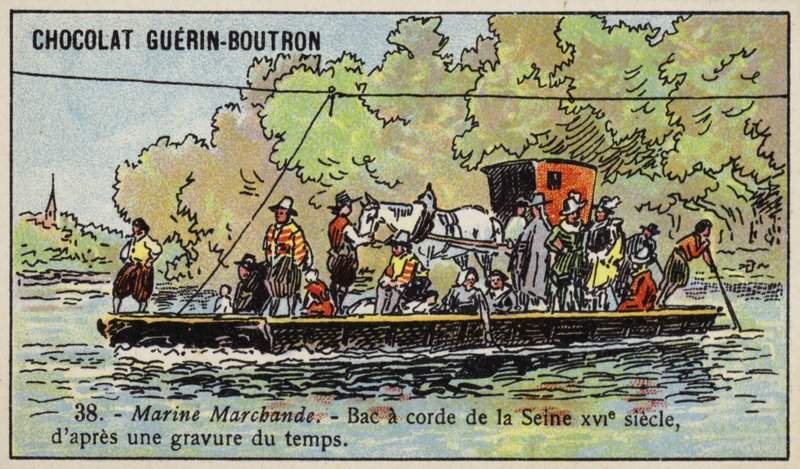 Bac à corde sur la Seine, France - French School