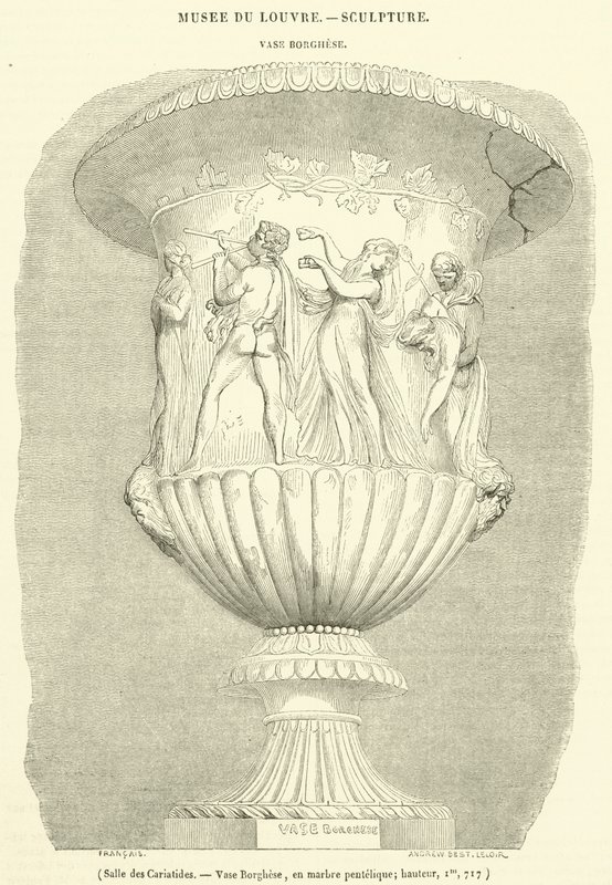 Salle des Cariatides, Vase Borghese, en marbre pentélique, hauteur, Im, 717 - French School