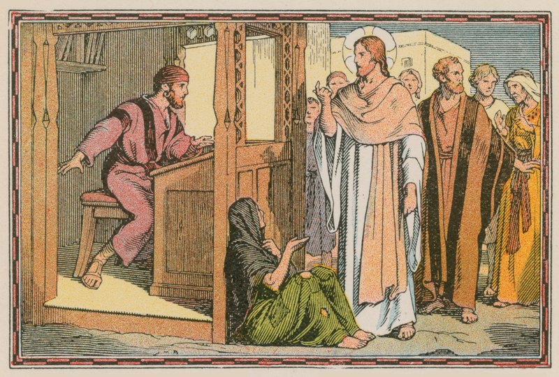 Scène de la vie de Jésus (gravure en couleur) - French School