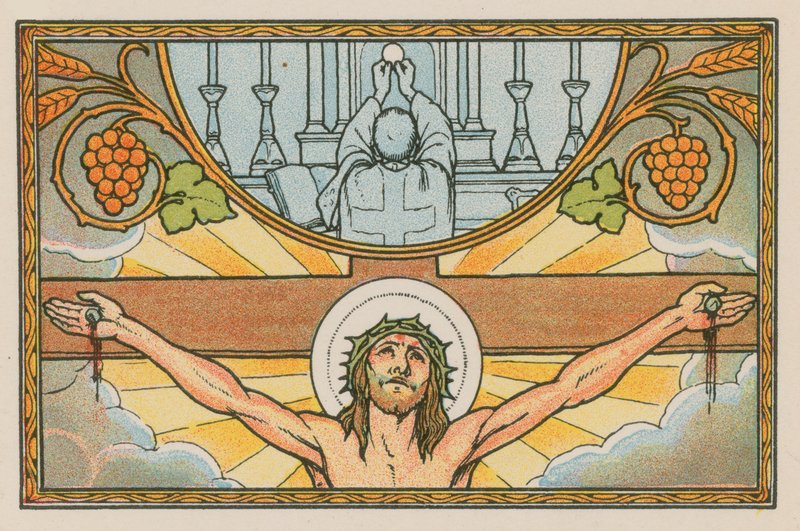 Scène de la vie de Jésus (gravure en couleur) - French School
