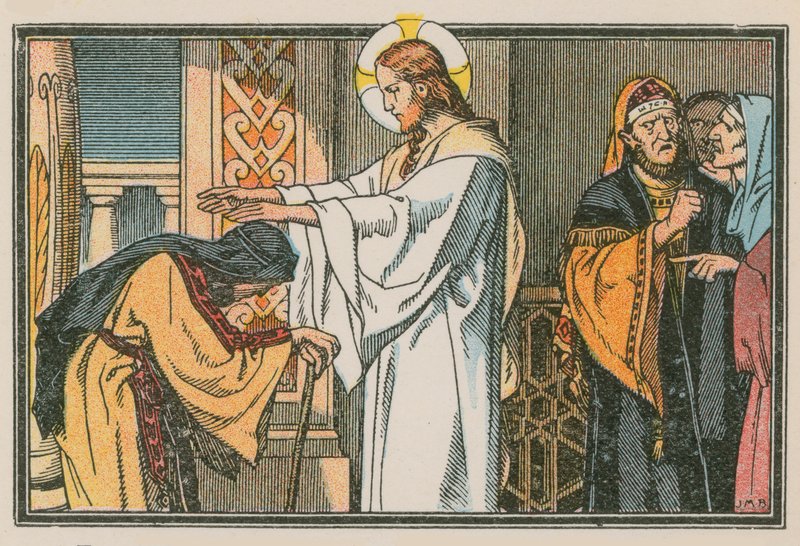 Scène de la vie de Jésus (gravure en couleur) - French School