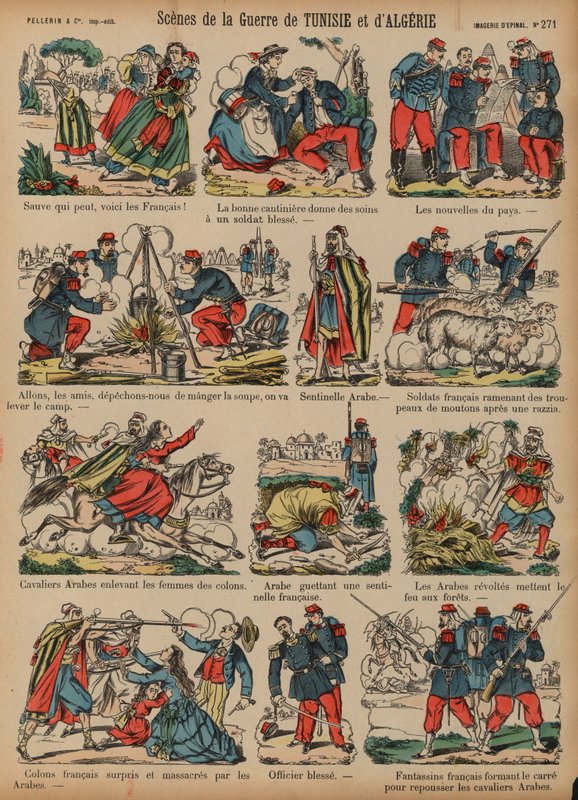 Scènes des guerres coloniales françaises en Algérie et en Tunisie - French School