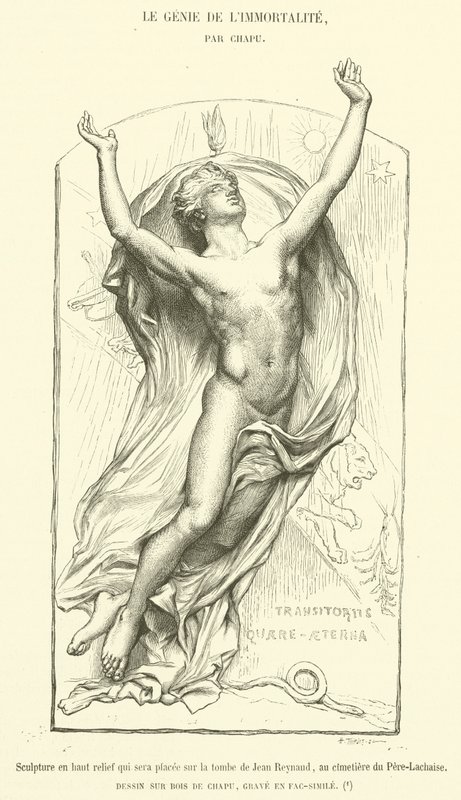 Sculpture en haut relief qui sera placée sur la tombe de Jean Reynaud, au cimetière du Père-Lachaise - French School