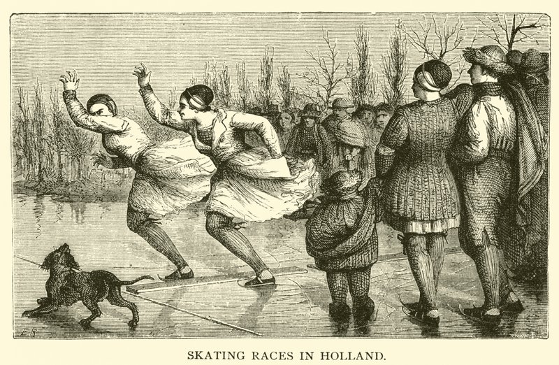 Courses de patinage en Hollande (gravure) - French School