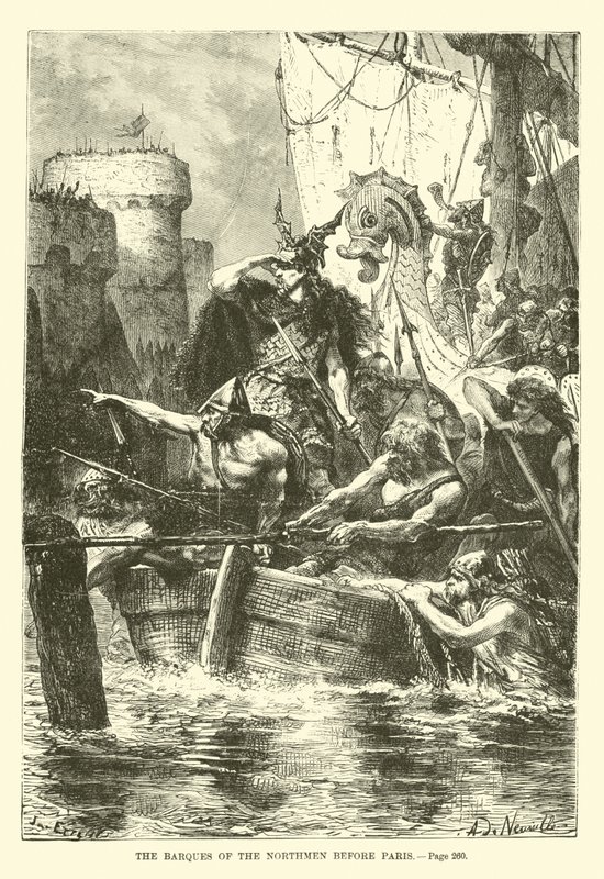 Les barques des Normands devant Paris - French School