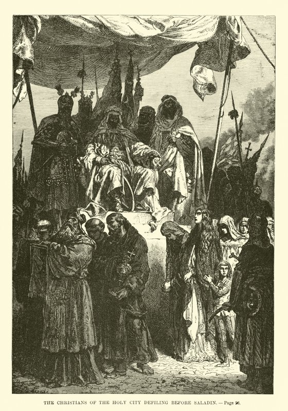 Les Chrétiens de la Ville Sainte défilant devant Saladin - French School