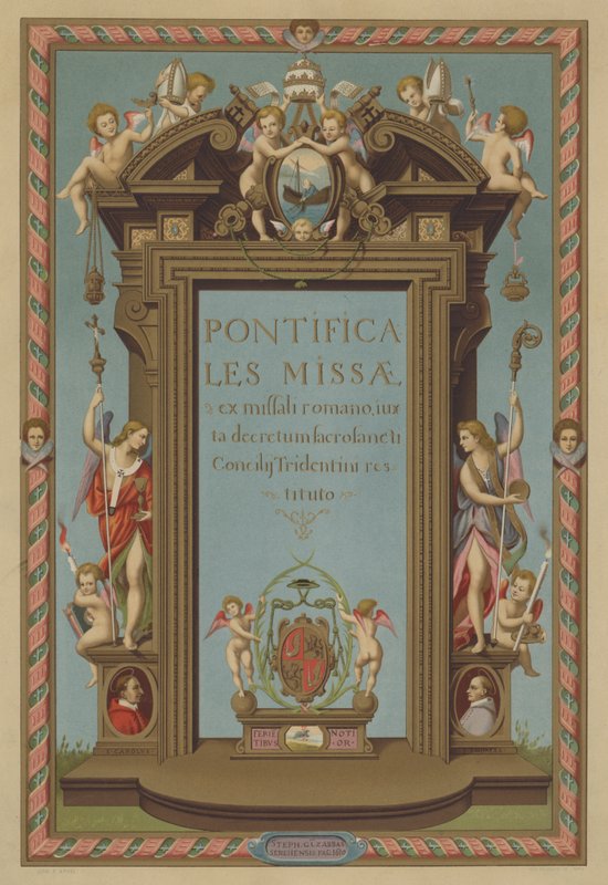 Page de titre du Missel Pontifical (chromolitho) - French School