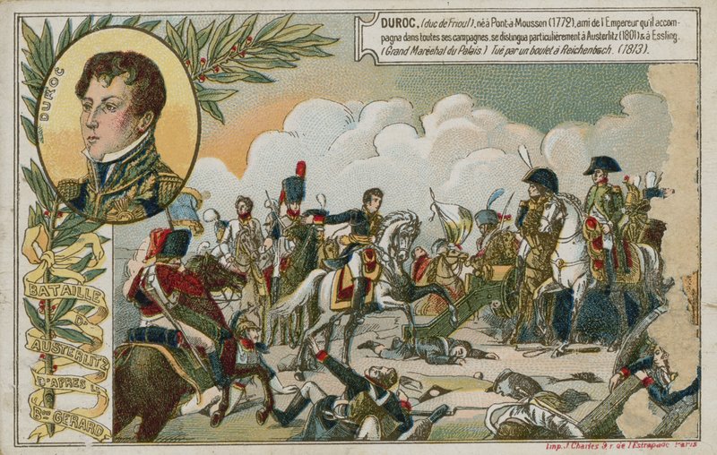 Carte de commerce avec une image de la bataille d
