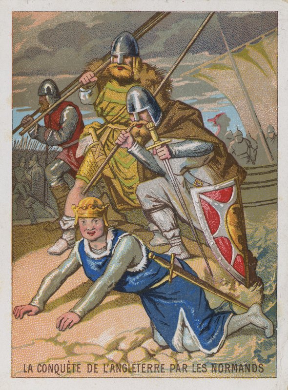 Carte de commerce avec une image de la conquête de l