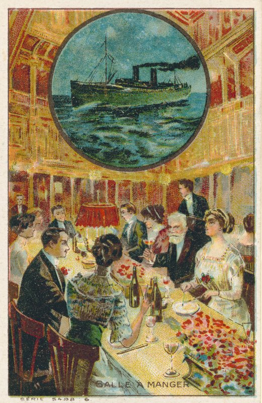 Carte de commerce avec une image de la salle à manger - French School