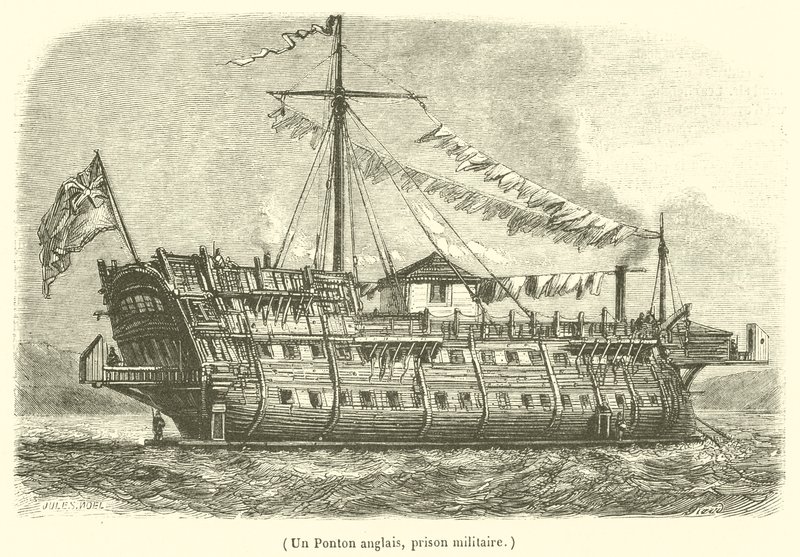 Un Ponton anglais, prison militaire (engraving) - French School