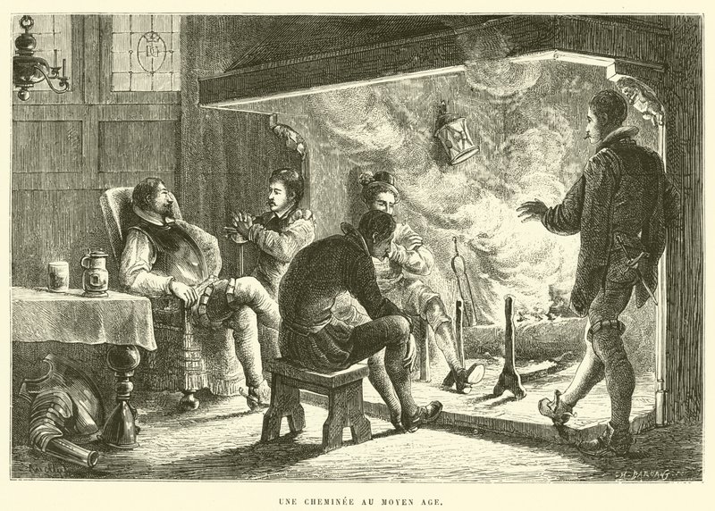 Une cheminée au Moyen Âge - French School
