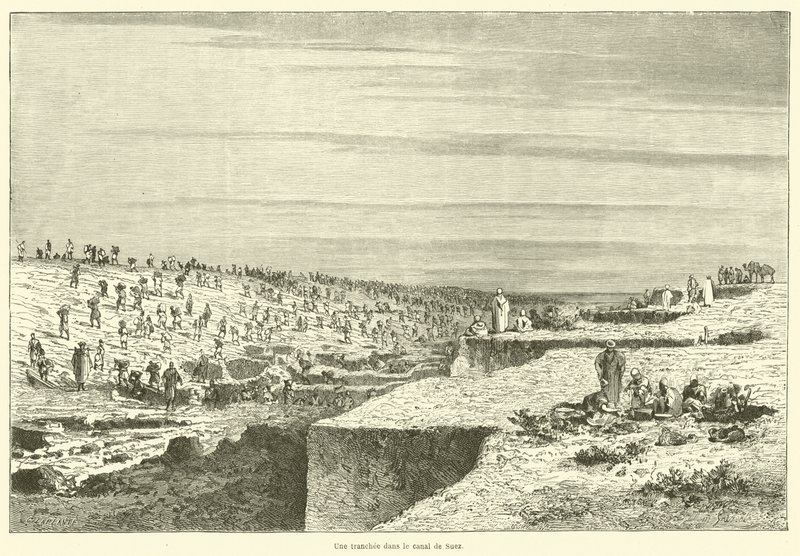 Une tranchée dans le canal de Suez - French School