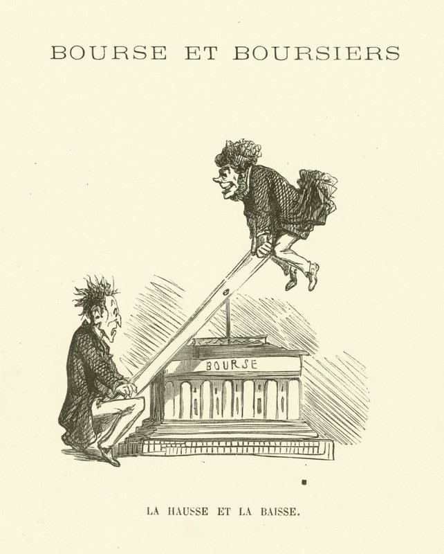 Hauts et bas du marché boursier (gravure) - French School