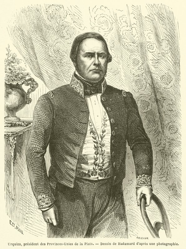 Urquiza, président des Provinces-Unies de la Plata (gravure) - French School