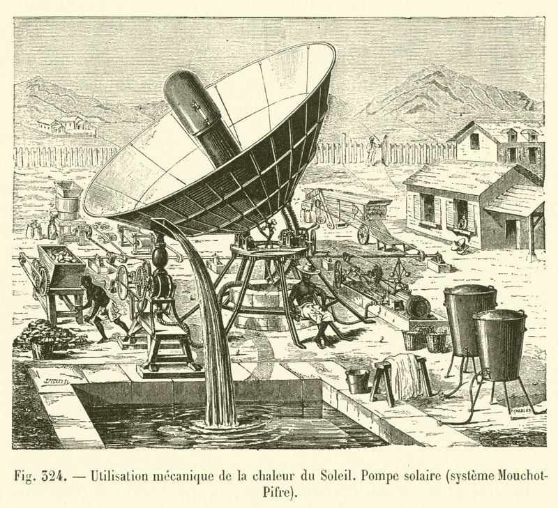 Utilisation mécanique de la chaleur du Soleil, Pompe solaire, système Mouchot-Pifre - French School