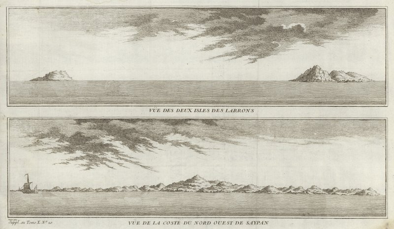 Vues des îles Mariannes et de la côte nord-ouest de Saipan - French School
