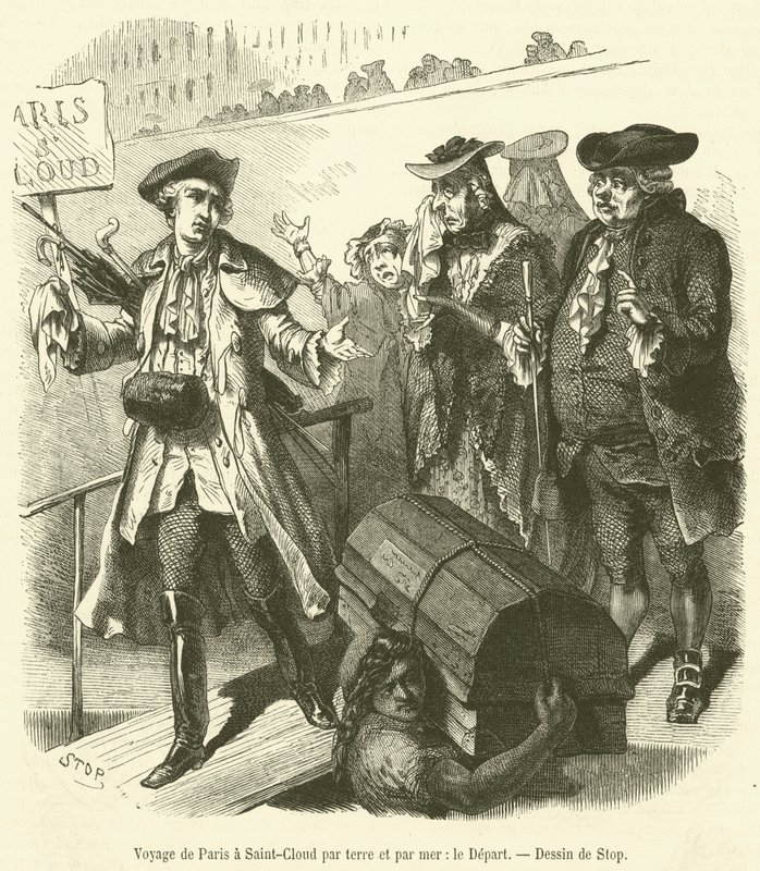 Voyage de Paris à Saint-Cloud par terre et par mer, le Départ - French School