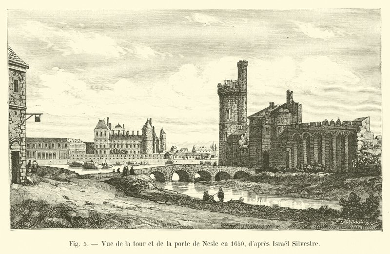 Vue de la tour et de la porte de Nesle en 1650, d