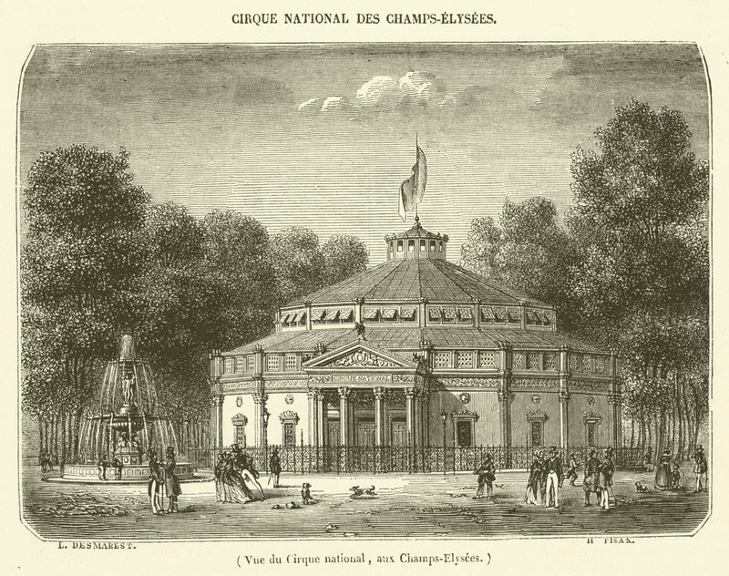 Vue du Cirque national, aux Champs-Elysees - French School