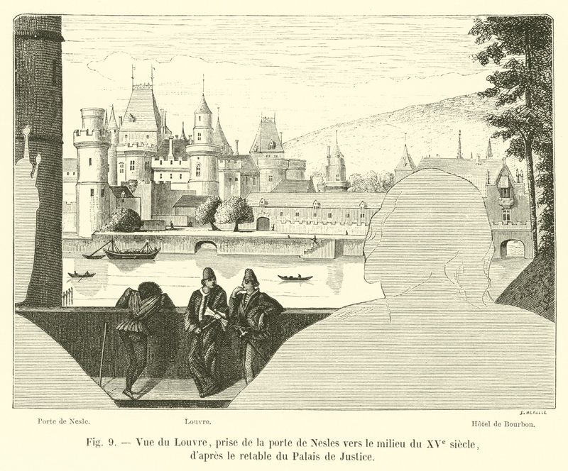 Vue du Louvre, prise de la porte de Nesles vers le milieu du XVe siècle, d
