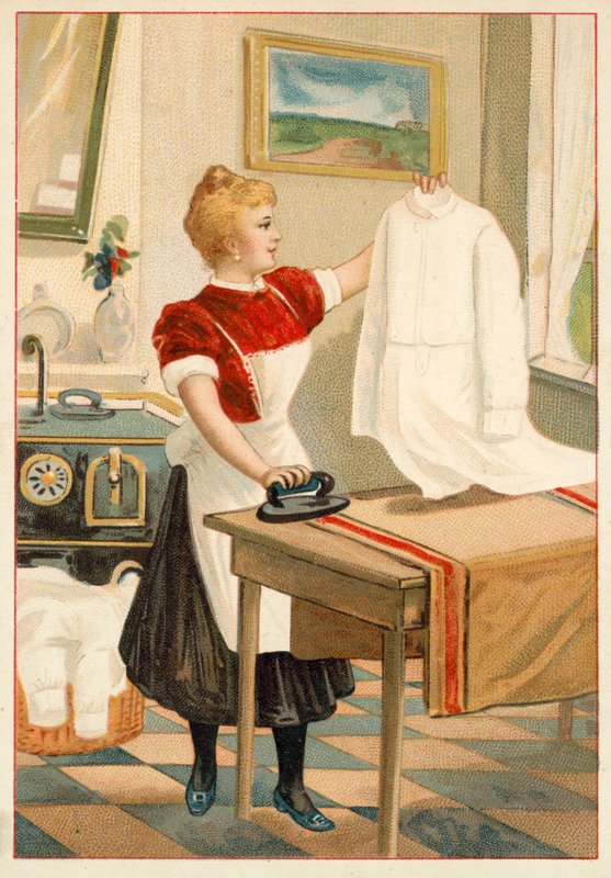 Femme repassant - French School